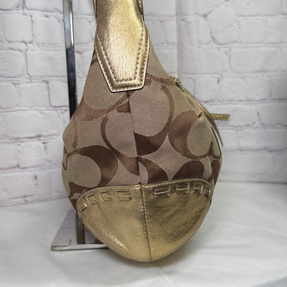 Coach Ergo Signature Jacquard Pleated Brown Canvas Hobo Metallic C0882-12227 - Picture 5 of 16